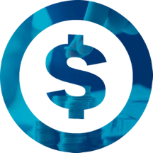 signo monetario dentro de círculo con textura de torre de monedas